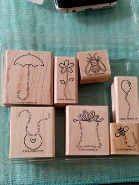 Stampin Up 7 Whimsical Doodle All Occasion Wood Block Rubber Stamps Retired